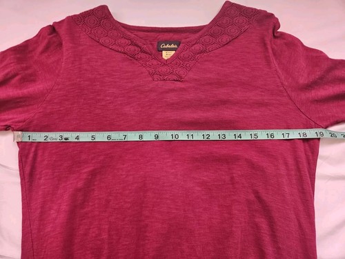 Cabela's Dress Womens Medium Raspberry Red Cotton Lace Crochet Comfy Cozy - 第 7/8 張圖片