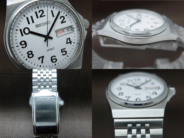 SEIKO Watch SPIRIT 7N48-7A10 SS Round White Quartz Case diameter