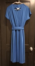 Vintage Montgomery Ward Medium Blue Pullover Dress With Belt