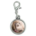 Ragdoll Tiffany Cat Victorian Roses Bracelet Charm with Lobster Clasp