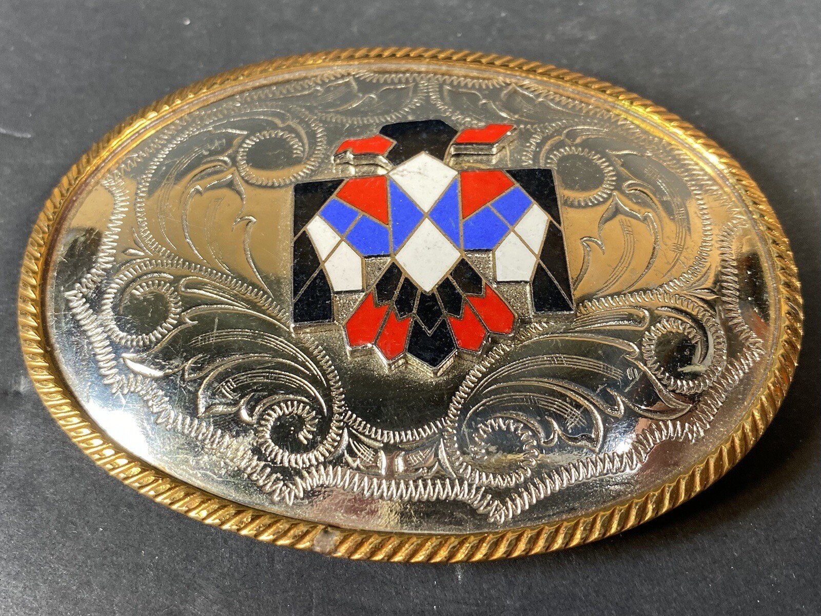 German Silver Double Eagle Head Western Style Bel… - image 2