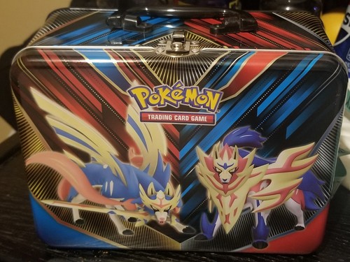 Pokemon Lunch Box Tin Sword & Shield Mix Of Cards, Dice, Stickers, Jumbo Card
