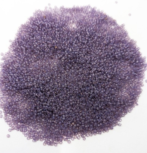 Vintage Glass Seed Beads French Transparent Opal Purple Haze 11/0 30g C24-3