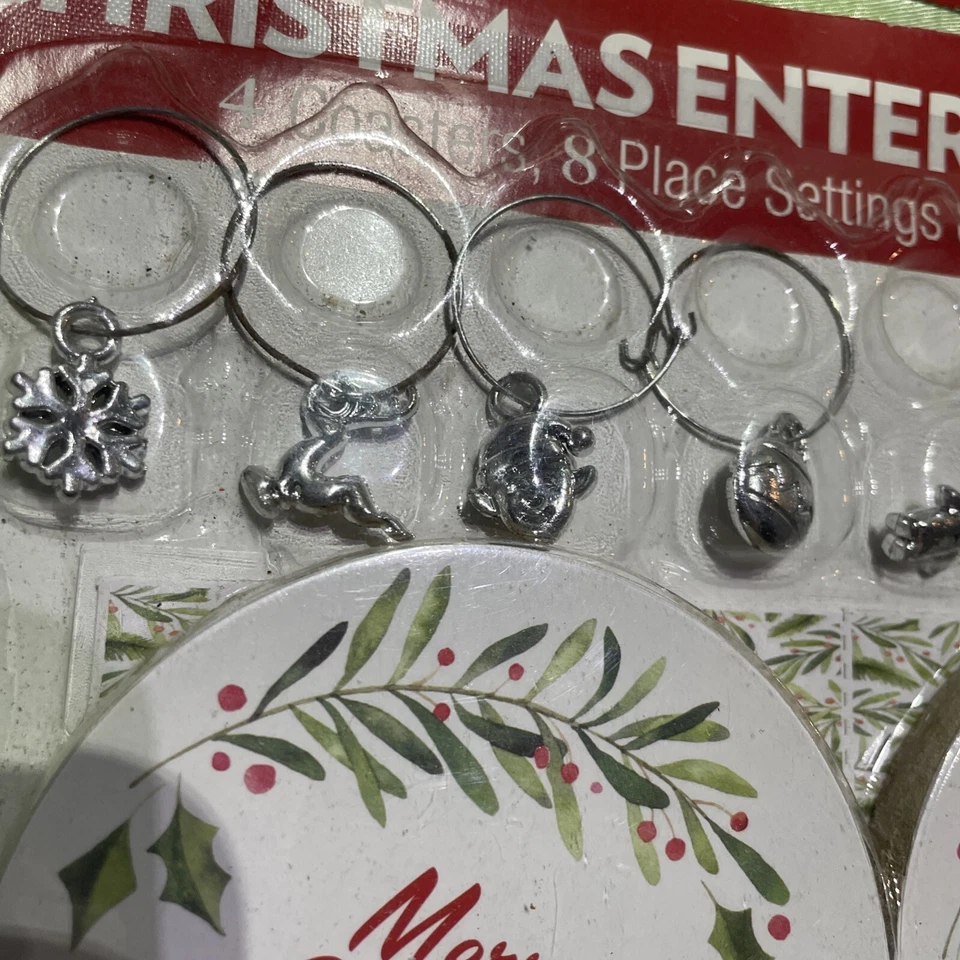christmas table decoration entertaining coasters place settings glass charms 20 - Image 3 of 4
