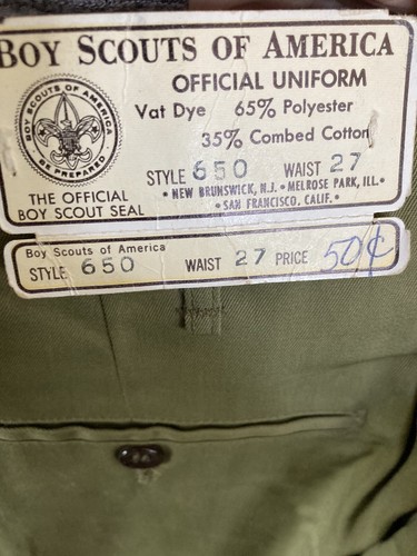 Vintage Boy Scouts Of America offizielle Uniform Hose Stil 650 27 Taille neu mit Etikett - Bild 6 von 6