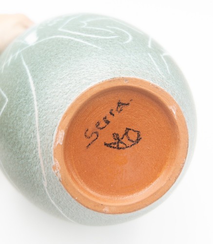 Signierte SERRA Keramik Vase, Spanien, 49•98, Mann Frau, Pferde, Türkis - Bild 8 von 24