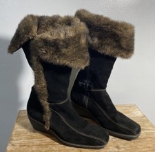 Vintage Suede And Fur Platform Boot Size 8