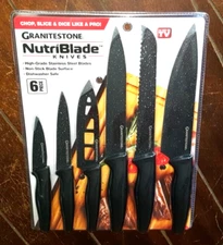 6pc Granitestone NutriBlade Knives! ~Stainless Steel Blades & Non-Stick~ #20891