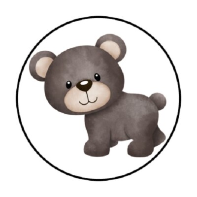 48 BLACK BEAR ENVELOPE SEALS LABELS STICKERS 1.2'' ROUND FAVOR STICKERS