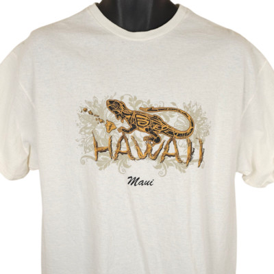 Maui Hawaii T Shirt Mens Size XL White Lizard Hawaiian Travel Destination