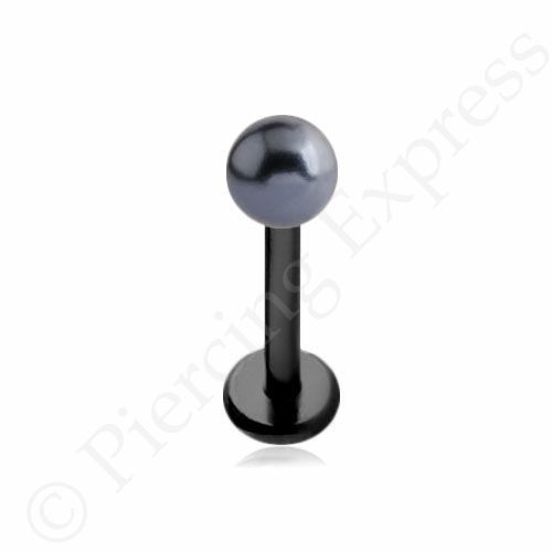 NERO Labret Bar Labbro Stud Ring 316L Acciaio Monroe Guancia Piercing Finto PERLA Palla - Foto 4 di 8