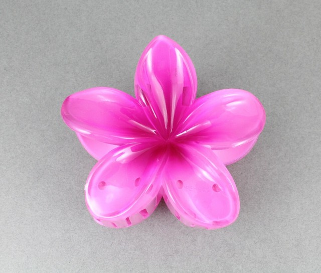 Fuchsia Pink flower hair clip plumeria hawaiian petals jaw claw clamp 3