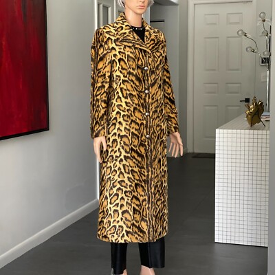 Gianni Versace ケープコート レオパード レトロ カーキ 40 GIANNI VERSACE Leopard print Faux Fur Velvety Coat size 40 from F