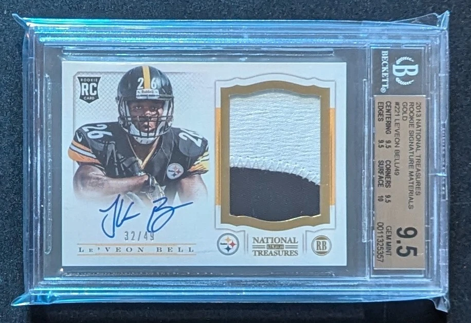 Le'Veon Bell Panini National Treasures Rookie NFL Gear Trio Materials Signatures #21 Base