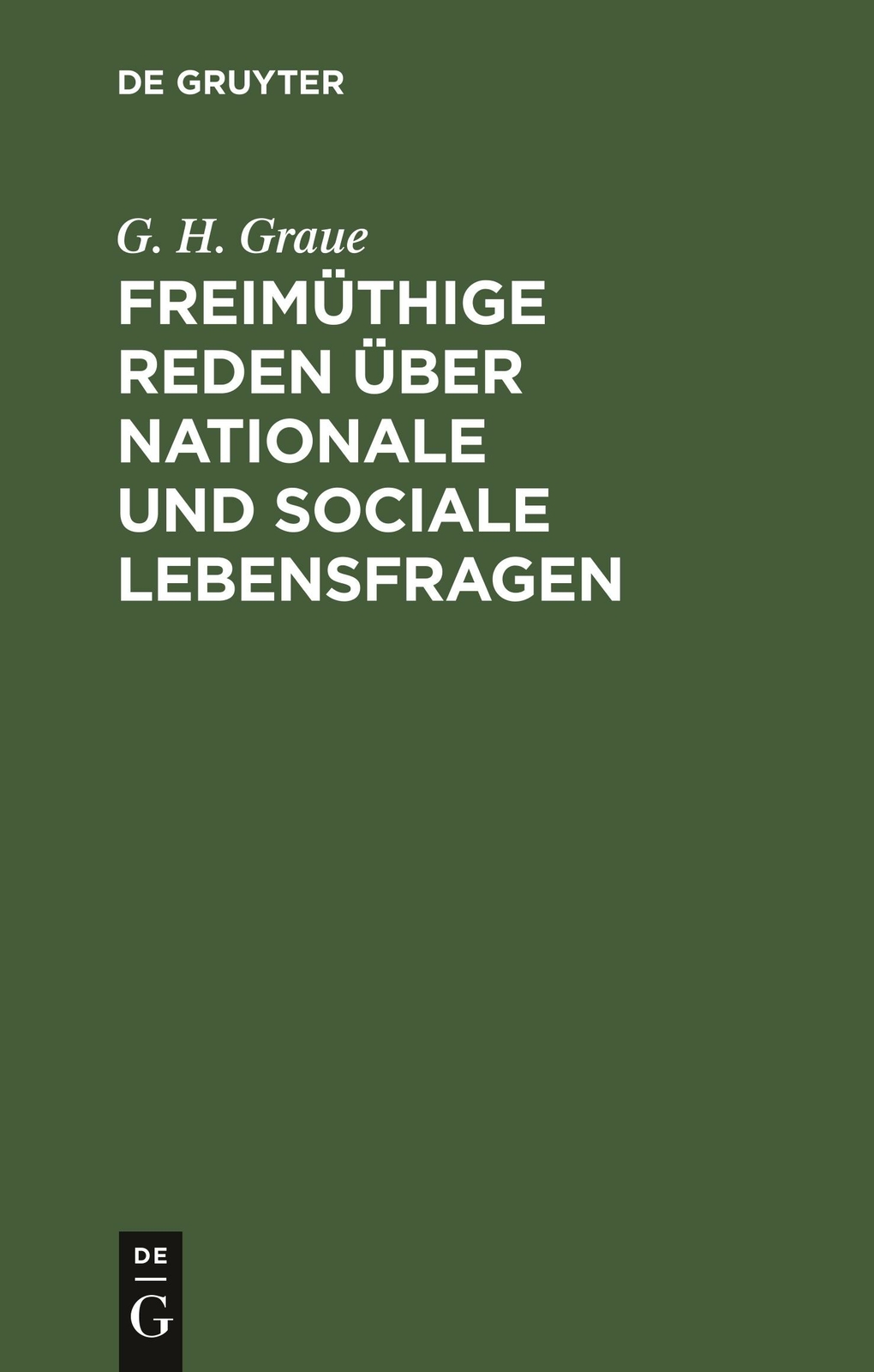 Freimüthige Reden Über Nationale Und Sociale Lebensfragen | Buch |