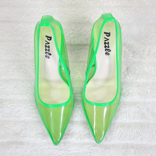 PVC Jelly Translucent High Heel Pointy Toe Stiletto Pumps Shoes Green Baker - Picture 4 of 8