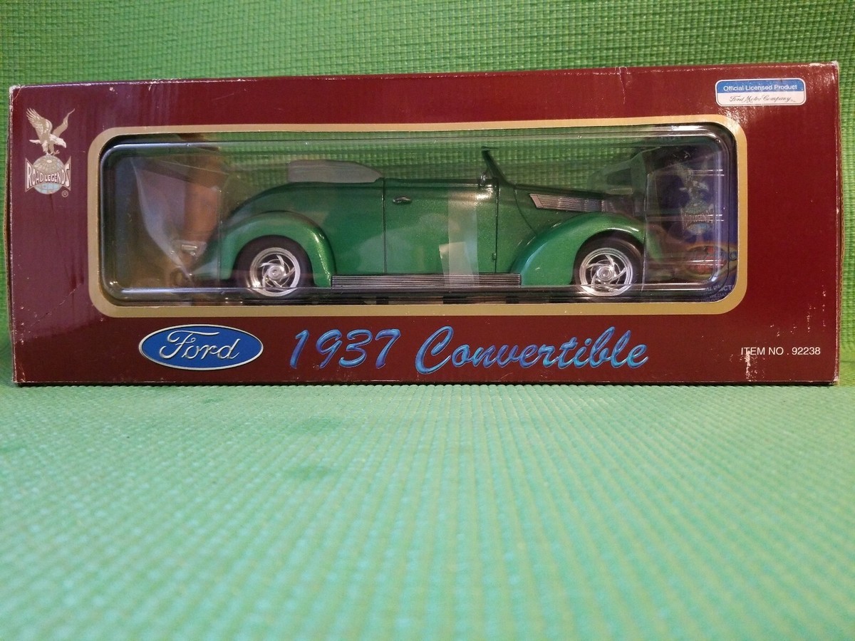 Road Legends 1:18 scale diecast 1937 Ford convertible hot/street rod w/box  green