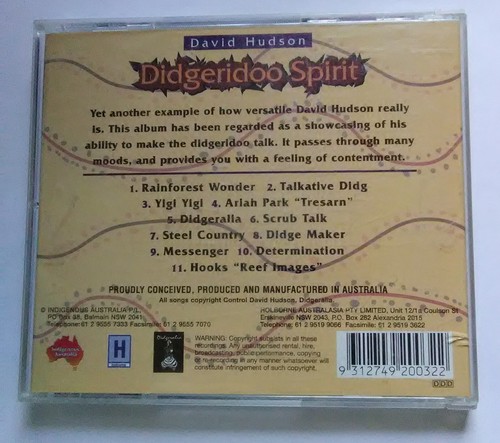 DAVID HUDSON DIDGERIDOO SPIRIT CD 11 TRACKS AUSTARALIAN IMPORT FREE SHIPPING - Picture 2 of 3