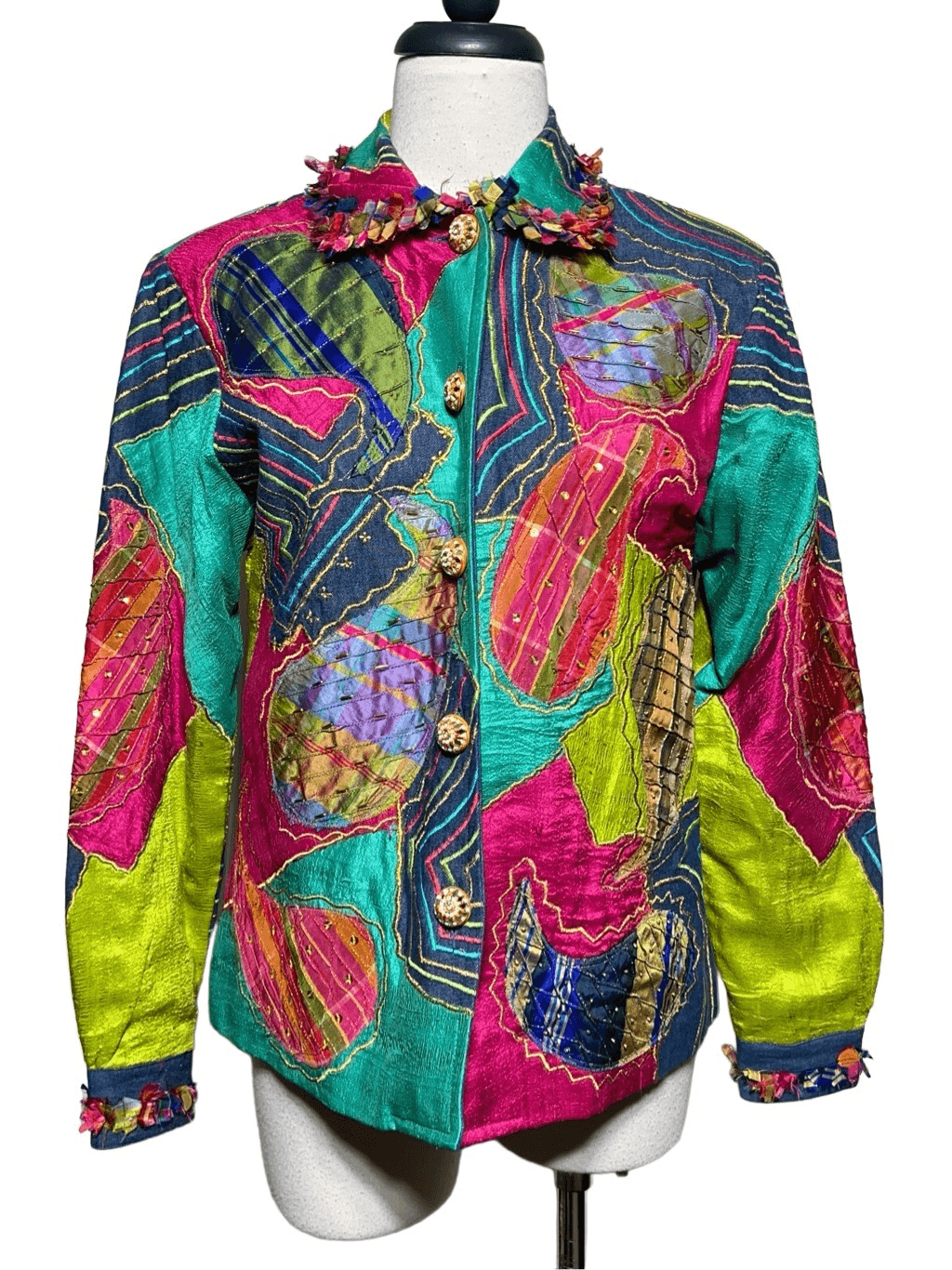 Anage Vintage Colorful Paisley Applique Embellished Jacket XS | eBay