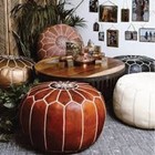 Moroccan Pouf Leather Round Ottoman Footstool Poof Pouffe Seat Stool Tan Hassock — photo 4