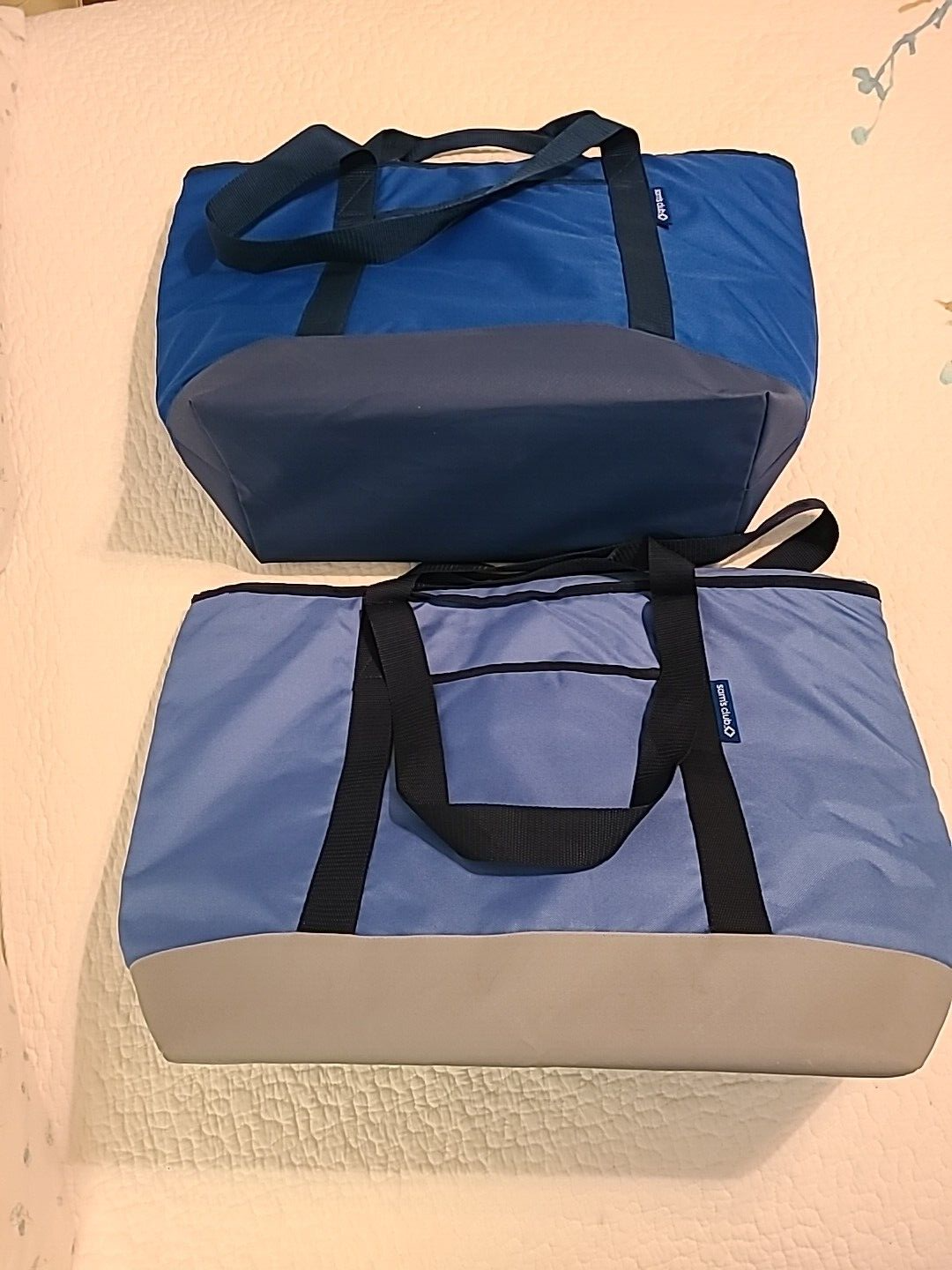lot of (2) 25x17 Insulated Blue Shopping Bag Sam's Club Cooler Tote
