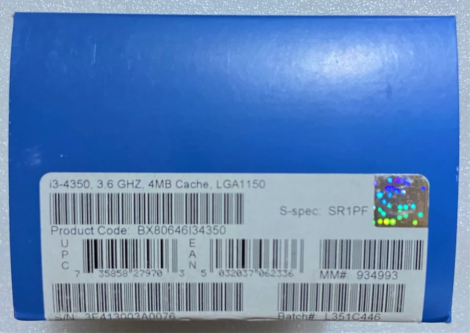 Intel BX80646I34350 SR1PF Core i3-4350 Processor 4M Cache, 3.60 GHz NEW - Image 2 of 2