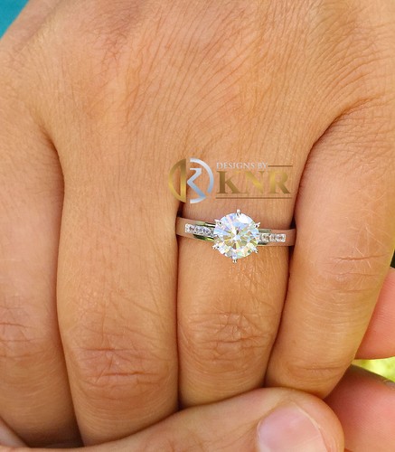 ROUND CUT MOISSANITE RING BRIDAL WEDDING PRONG 14K SOLID WHITE GOLD CARAT 1.15CT - Picture 9 of 10