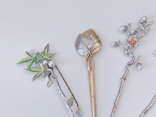 Women Plum Flower Maple Leaf Chinese Japanese Styling hair Pin Chop Stick Fork - Picture 7 of 17