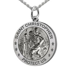 Neuf Femmes 2.2cm 925 Argent Sterling Saint Christopher Médaille Collier