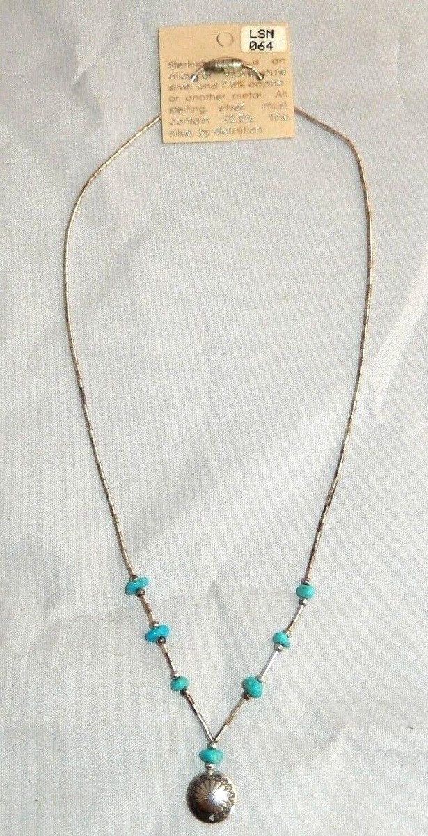 SILVER925 TURQUOISE TOP NECKLACE/シルバー SUNRISE SILVER SIGNED Q.T.O. GENUINE TURQUOISE 925 STERLING
