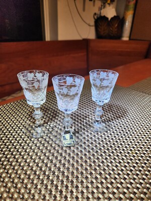 Rare Small Signed ''Edinburgh Crystal''  Shot Glasses (Set Of 3) Made in Scotland 