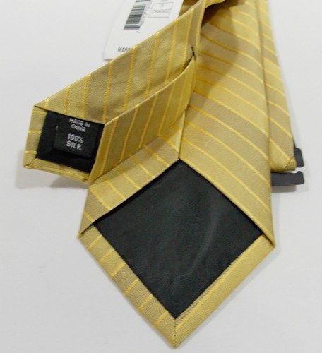 Corbata de seda clásica dorada para hombre Van Heusen nueva con etiquetas - Imagen 9 de 11