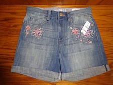 NEW GIRL'S GAP KIDS 1969 FLOWERY BLUE JEAN SHORTS SIZE 12 MSP 26.95 .
