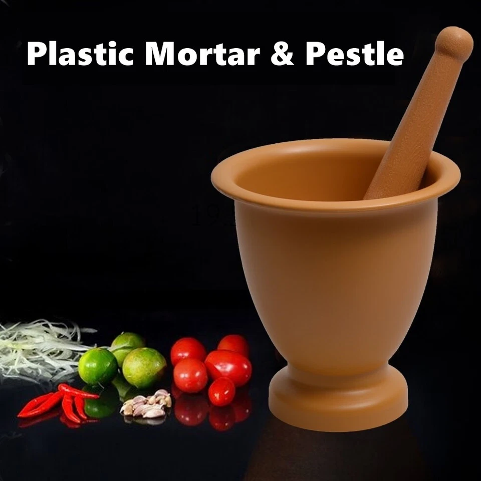 Set Plastic Mortar&Pestle Thai Style Papaya Salad Hygiene Strong Base Rubber DHL - Image 4 of 4