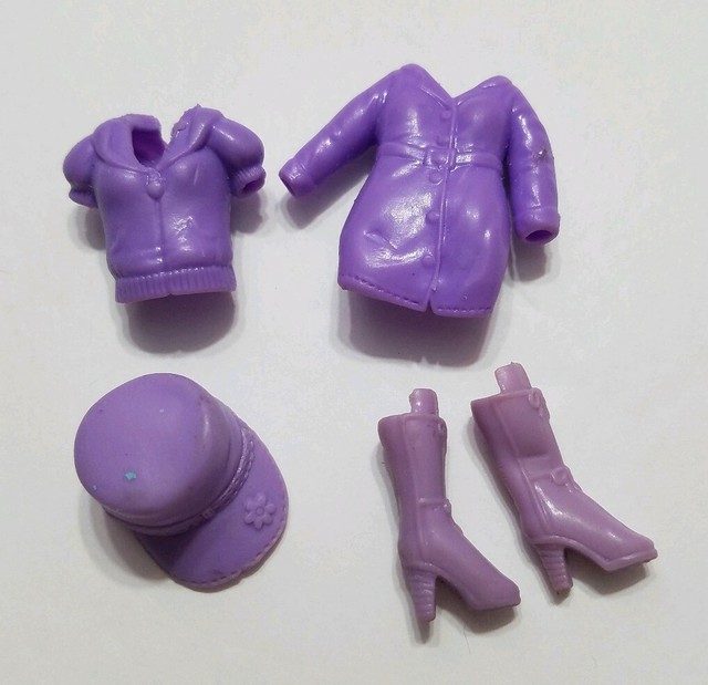 POLLY POCKET DOLL CLOTHING LOT OF 4 PURPLE BOOTS OUTFIT