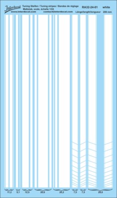 Décalcomanies Bandes Tuning Street Racing 1/24 - Blanc - 189x120 Mm - INTERDECAL