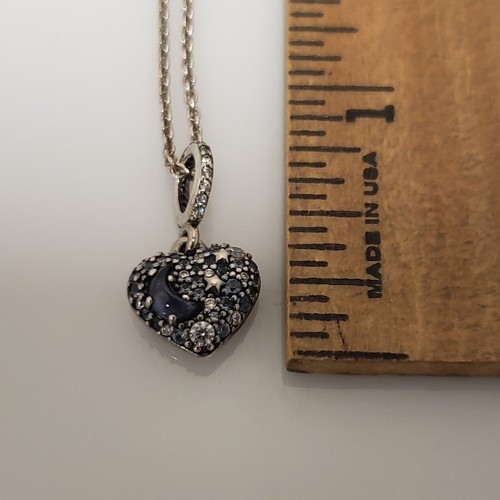 Pandora Sterling Silver Sparkling Blue Moon Stars Pendant & Necklace 399232CO1 - Picture 12 of 13