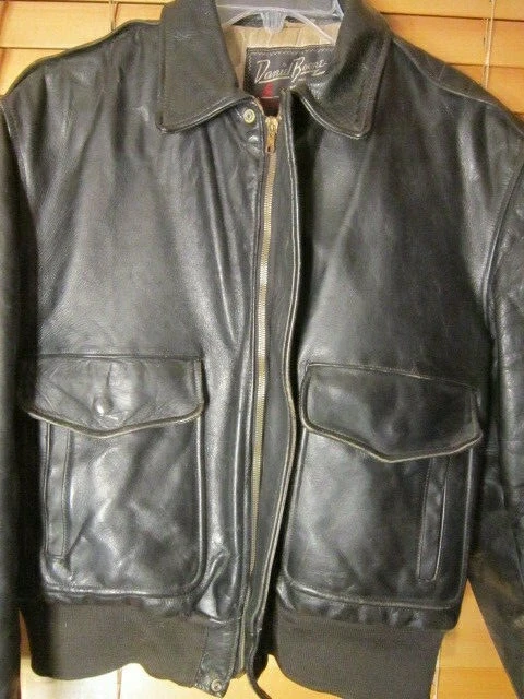 Rare Vintage 50s Daniel Boone Two Star Motorcycle Steer Leather Jacket Men 42-44 - Image 2 of 4