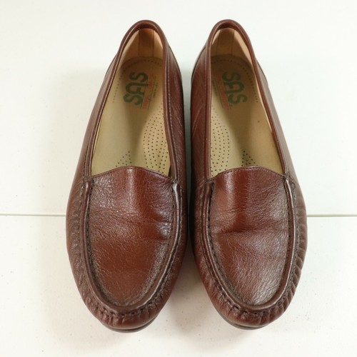 SAS Tripad Womens Shoes Comfort Pebbled Brown Leather Slip On Loafers 10M USA - Picture 2 of 11