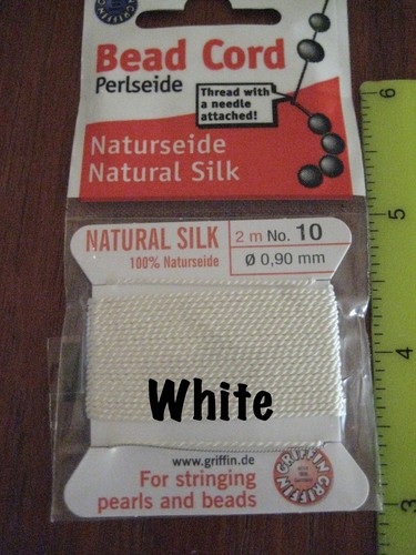 Griffin 100% Silk Cord & Beading Needle No.10, 0.90mm | Black, Green, White, Bei - Picture 5 of 15