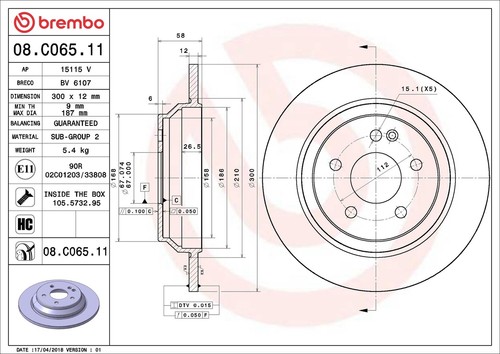 BREMBO Bremsscheiben 300mm Beläge BREMBO Bremsbacken Set Hinten für VITO W447 - Bild 2 von 10