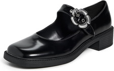 COACH Women's Tea Rose Leather Mary Jane Flats