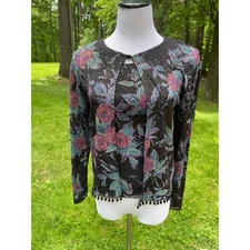 MSK 2 Piece Matching Set Tank & Long Sleeve Cover w/ Fringe Roses