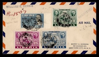 DR WHO 1950 LIBERIA REGISTERED AIRMAIL TO USA R71577