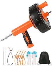 Drain Auger 25 ft, Auto Feed Plumbing Snake Hair Clog with Drill Adapter, Hea...