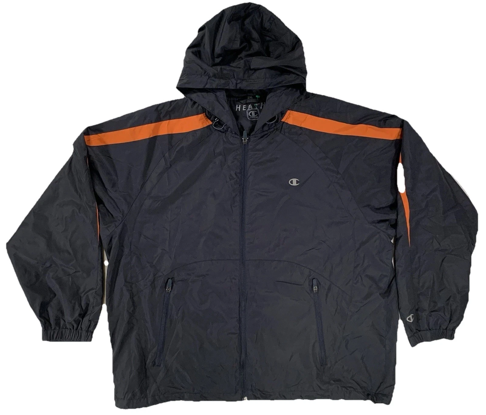 Heath Champion Hoodie Men’s Size 2XL Windbreaker Jacket Full Zip Black Pockets