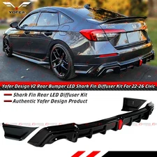 For 25-26 Honda Civic Sedan Yofer LED Rear Diffuser + Meteorite Gray Side Spats