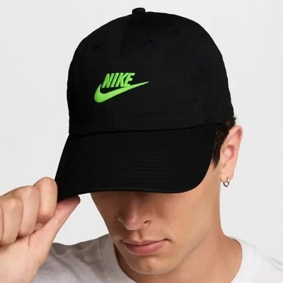 Nike Club Unstructured Futura Wash Cap Size S/M Black Mean Green Hat FB5368 014