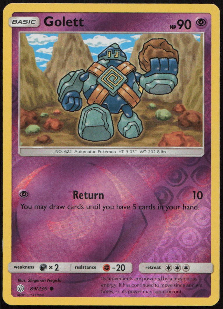 Golett 89/236 MP Cosmic Eclipse Common Reverse Holo Pokemon