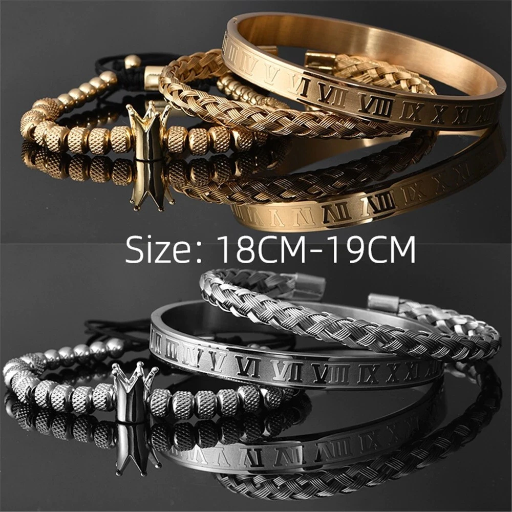 Pulseras De Hombre Joyería Pulsera Chapada en Oro Para Hombre Esclava Brazalete@